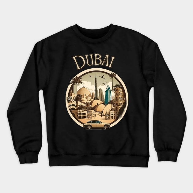 Dubai cityscape travel art - United Arab Emirates Crewneck Sweatshirt by stickercuffs